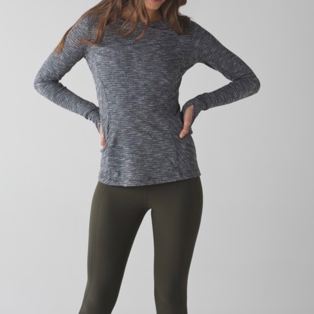 NWT Lululemon Santo Catch me LS ~ Coco Pique Black CPBL ~ Sz 4